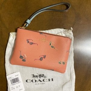 Coach Zip Wristlet With Sunglasses Print - NEW